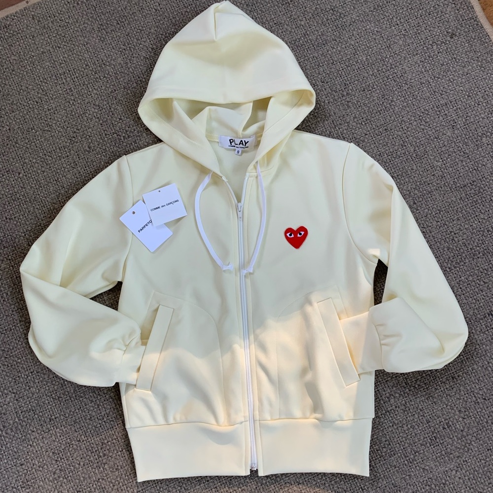 Comme des Garcons PLAY Yellow Hoodie with Red Heart